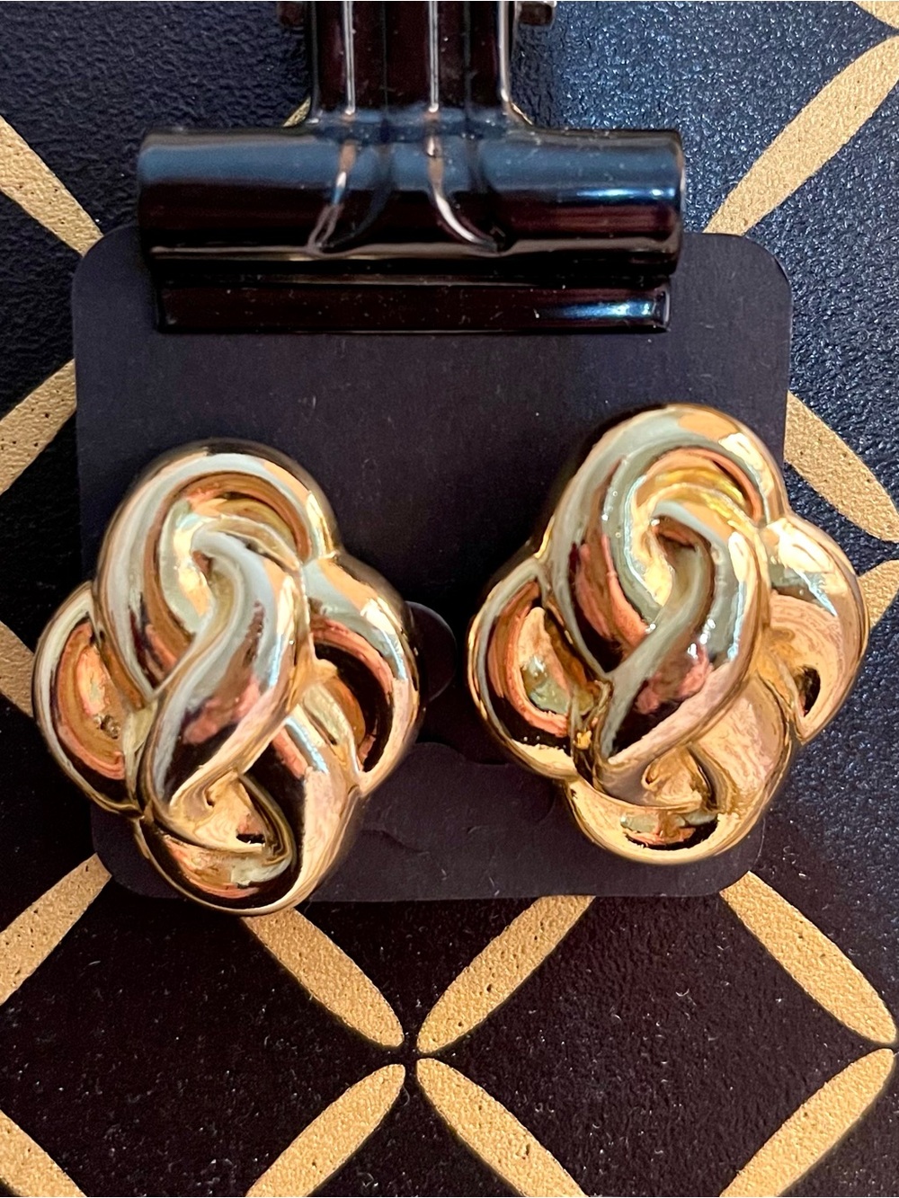 VINTAGE BEN AMUN Gold Knot Clip-On Earrings - Women Jewelry 80’s GLAM